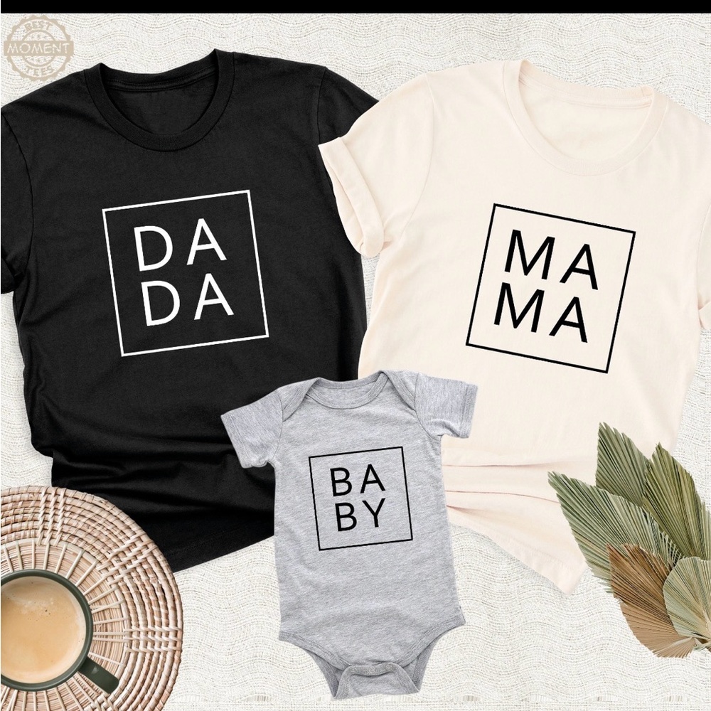 Mama/Dada/Baby Matching One-Piece Set - Black, White & Gray